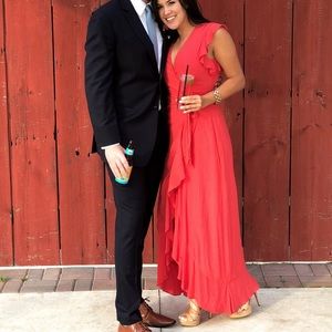 Red/Orange High low wrap dress